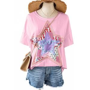 NEW FASHIONWORKS star patchwork t-shirt in pink